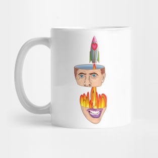 The head is split in half and the love rocket is passed through Mug